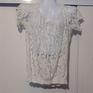 Forever 21 Ivory Lace Blouse 1X